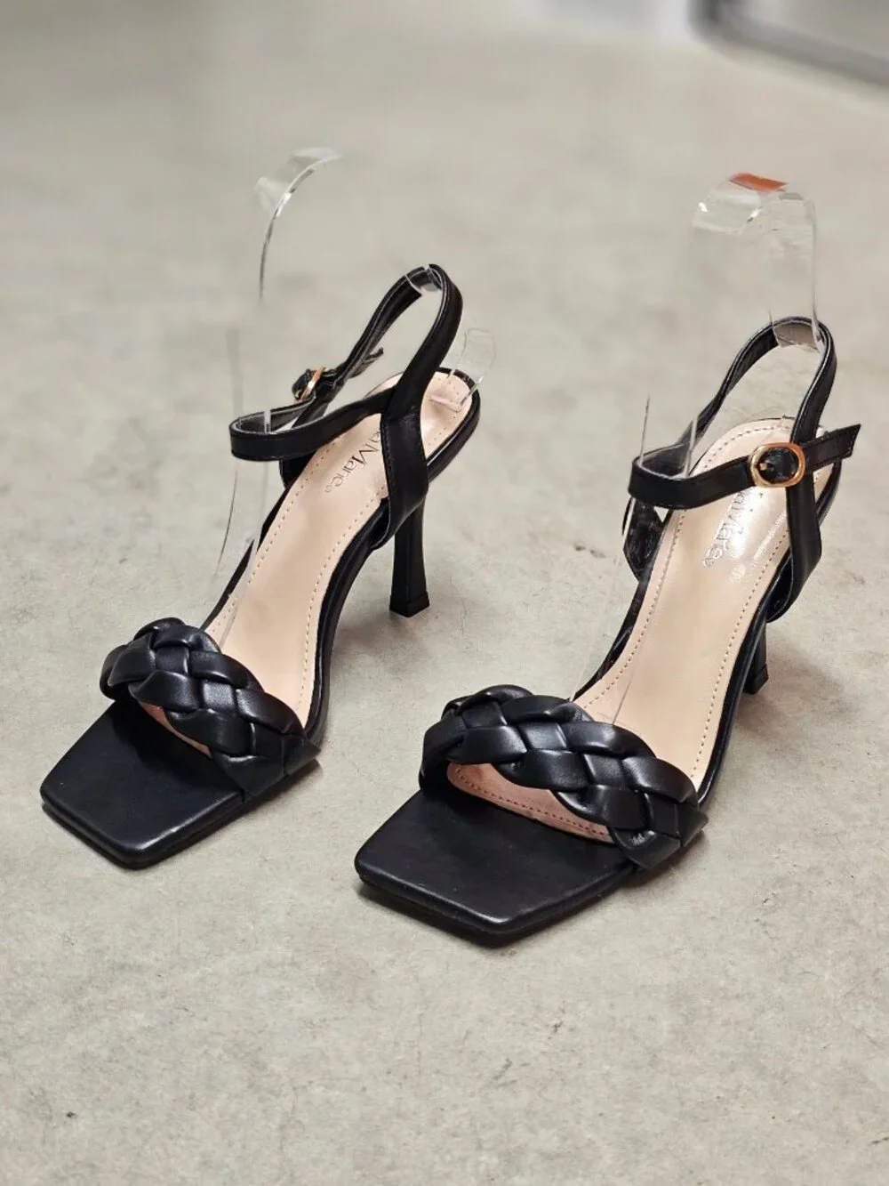 Braided Strap High Heel Sandals With Adjustable Ankle Strap & Square Toe Design - Picture 14 of 14